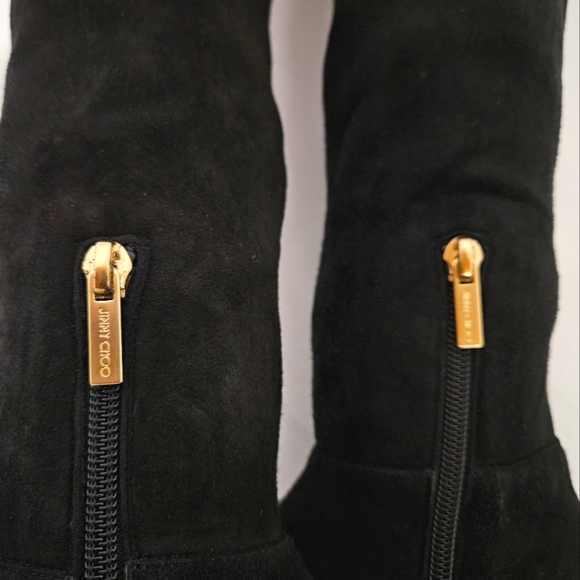 Jimmy Choo London Myren Over The Knee Boots In Black Stretch Suede Sz 6.5 / 36.5 - Picture 9 of 14